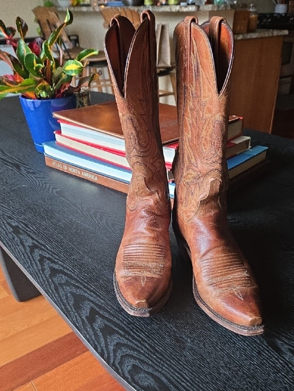 Lucchese Tan/Brown Leather Women's Heeled Western Boots - Picture 6 of 6